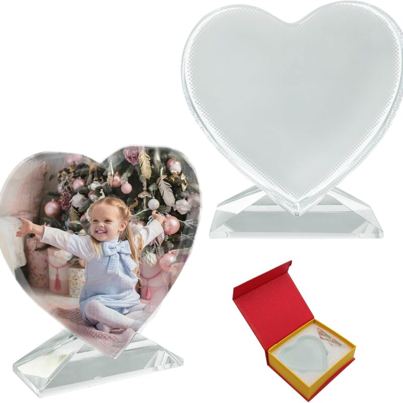 Plaques en cristal cœur 10 x 10 cm personnalisée